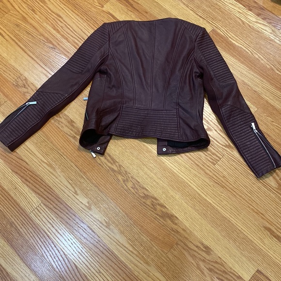 New Bcbg Maxazria burgundy moto biker leather jacket Blake - Picture 10 of 16